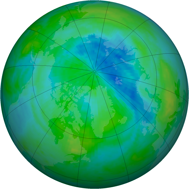 Arctic ozone map for 11 September 1990